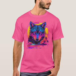 Retrowave Synthwave 80er Vaporwave Wolf T-Shirt