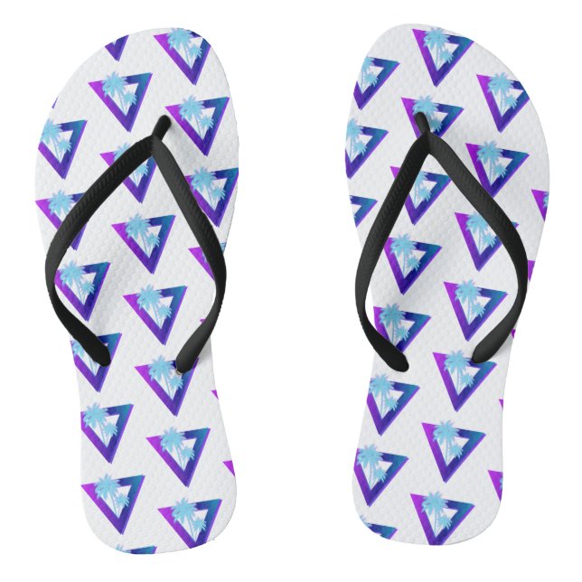 RETROWAVE SYNTHWAVE PALM BÄUME TRIANGLE FLIP FLOPS (Fußbett)