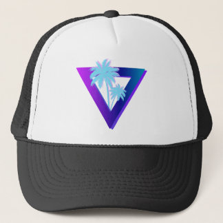 RETROWAVE SYNTHWAVE PALM BÄUME TRIANGLE HAT TRUCKERKAPPE