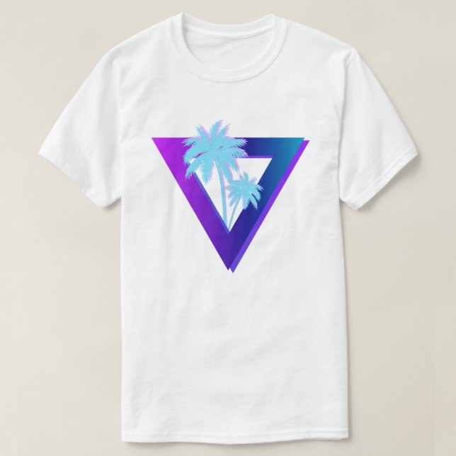 RETROWAVE SYNTHWAVE PALM BÄUME TRIANGLE SHIRT (Design vorne)