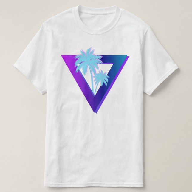 RETROWAVE SYNTHWAVE PALM BÄUME TRIANGLE SHIRT (Design vorne)