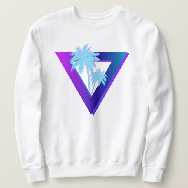 RETROWAVE SYNTHWAVE PALM BÄUME TRIANGLE SWEATSHIRT (Design vorne)