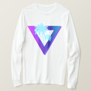 RETROWAVE SYNTHWAVE PALMEN DREIECK LANGARM T-Shirt