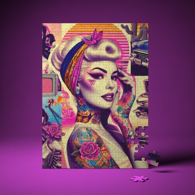 Retrowave Tattoo Button-Up Collage Puzzle (Von Creator hochgeladen)