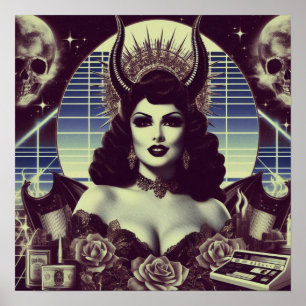 Retrowave teuflische Frau Poster