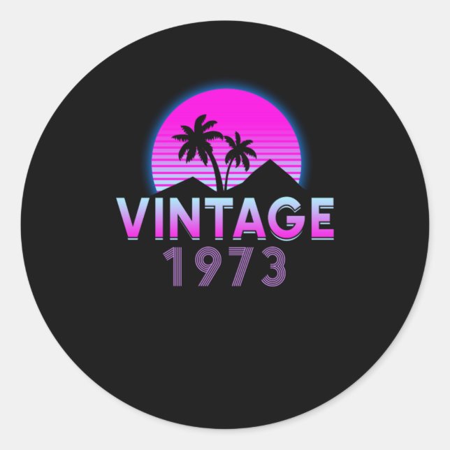 Retrowave Vintag 1973 Geburtstagsgeschenkidee Runder Aufkleber (Vorderseite)