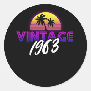 Retrowave Vintage 1963 Geburtstagsgeschenk Idee Runder Aufkleber