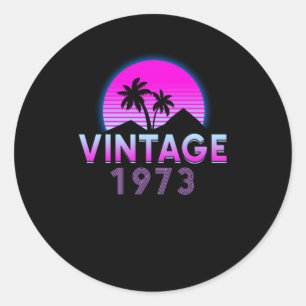 Retrowave Vintage 1973 Geburtstagsgeschenk Idee Runder Aufkleber