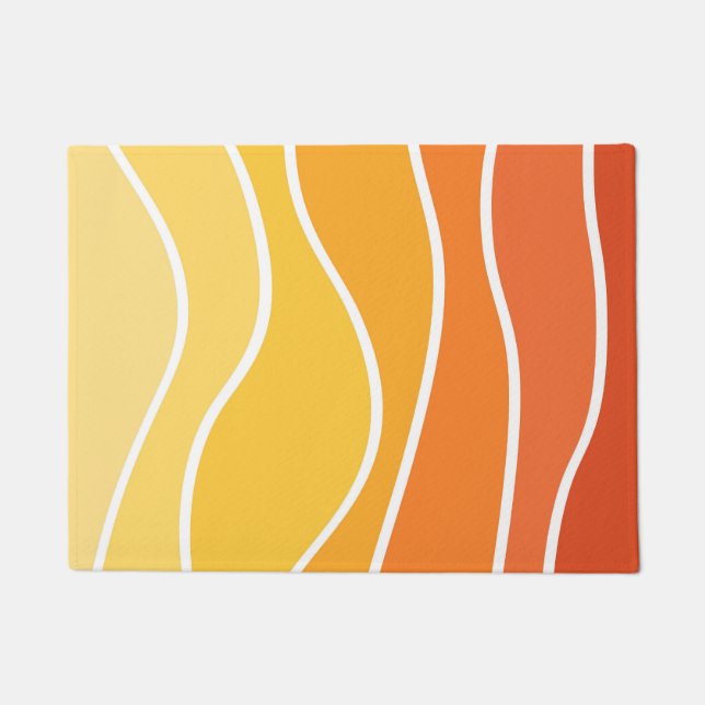 Retrowelle in Gelb und Orange Fußmatte (Vorderseite)