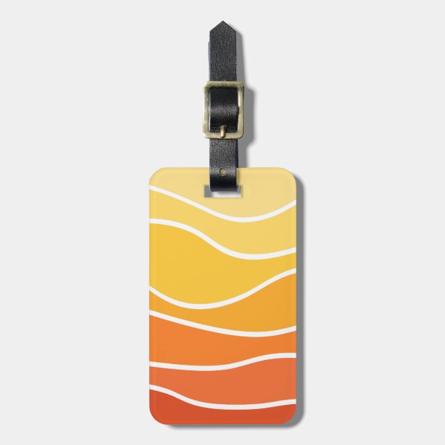 Retrowelle in Gelb und Orange Gepäckanhänger (Vorderseite vertikal)