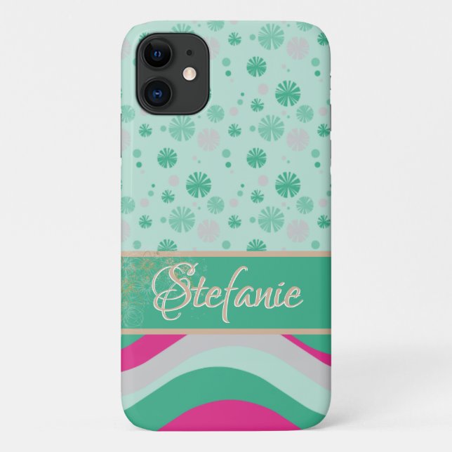 Retrowellen und Blume Case-Mate iPhone Hülle (Rückseite)