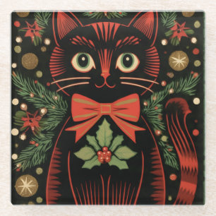 RetroXmasCat Glasuntersetzer