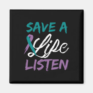 Rett a Life Listen Ribbon Suicide Awareness Counts Magnet
