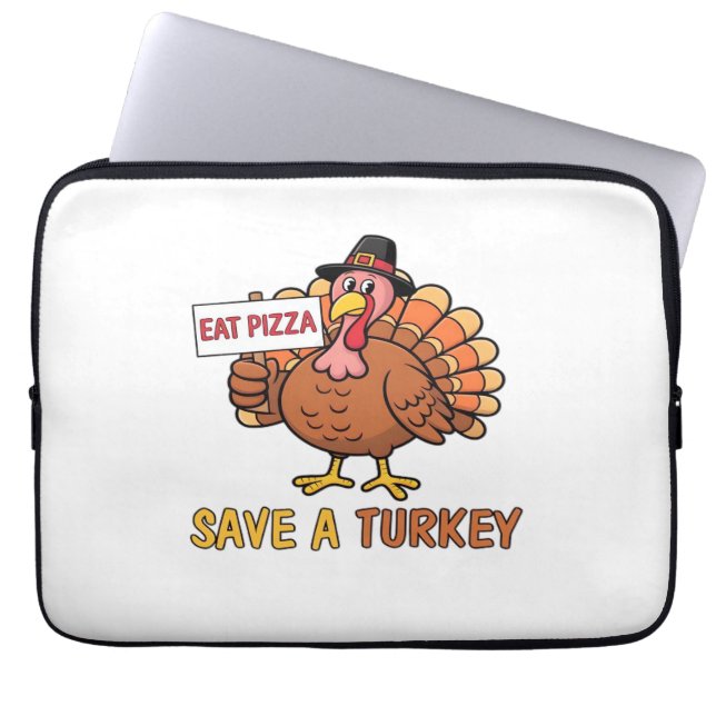 Rett A Turkey Eat Pizza Funny Erntedank Oversiz Laptopschutzhülle (Vorderseite)