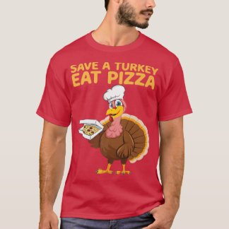 Rett A Turkey Eat Pizza Vegan Funny Erntedank V T-Shirt