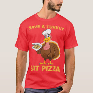 Rett A Turkey Eat Pizza Vegan Funny Erntedank V T-Shirt