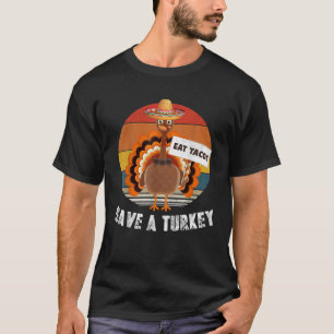 Rett A Turkey Eat Tacos Funny Erntedank Retro D T-Shirt