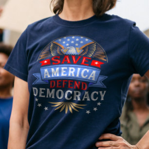 Rett Amerika verteidigt Demokratie T-Shirt