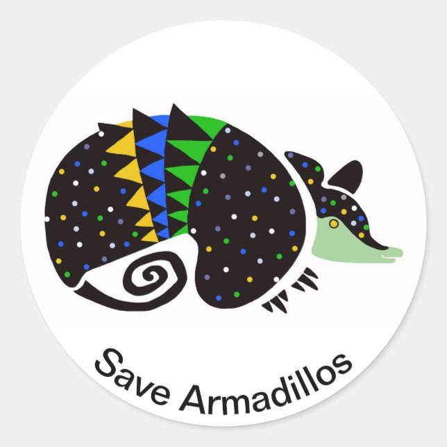 Rett ARMADILLOS - gefährdetes Tier - Brasilien- Runder Aufkleber (Vorderseite)