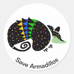 Rett ARMADILLOS - gefährdetes Tier - Brasilien- Runder Aufkleber