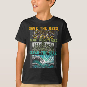 Rett Bienen Pflanze Bäume saubere Meere Umwelt Pro T-Shirt