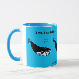 Rett Blue WHALES - gefährdete Tiere - wild lebende Tasse