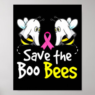 Rett Boo Bees Fun Breast Cancer Awareness Hallowee Poster