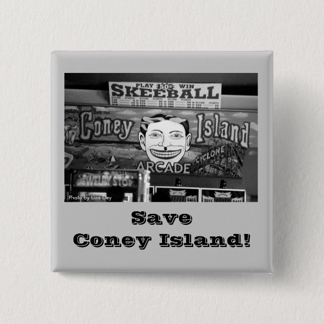 Rett Coney Island! Eckiger Knopf Button (Vorderseite)
