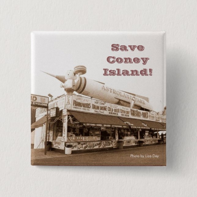 Rett Coney Island! Square Button (Sepia) (Vorderseite)