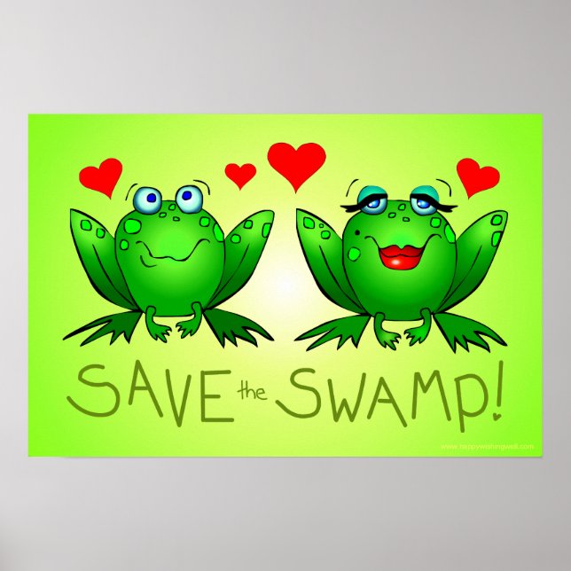 Rett das Grüne Poster der Sumpffrosch-Liebe (Vorne)