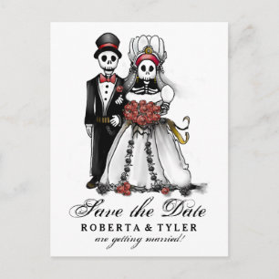 Rett Date Halloween Skeletons Red PostCard Ankündigungspostkarte