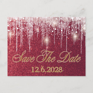 Rett Date Roter Glitzer Tropfen Corporate Holiday Feiertagspostkarte