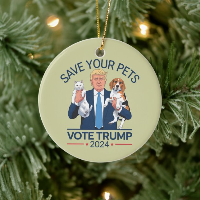 Rett deine Haustierabstimmung für Trump Wahlangebo Keramik Ornament (Baum)