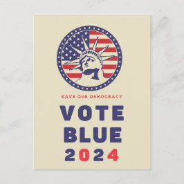 Rett Demokratie Abstimmung Blau 2024 Wahl Postkarte