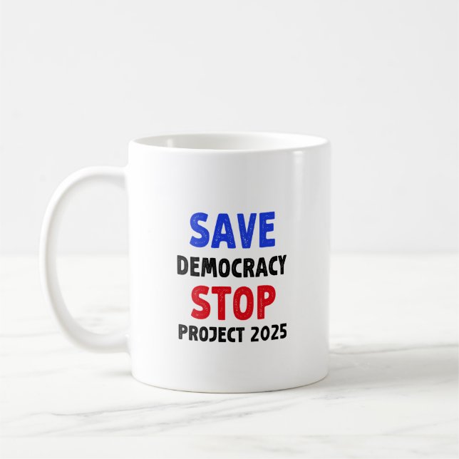Rett Demokratie stoppen Projekt 2025 Wahlgeschenk Kaffeetasse (Links)