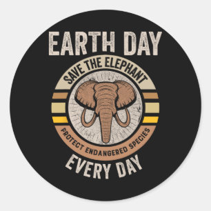 Rett den Elefanten-Earth-Day schütze gefährdete An Runder Aufkleber