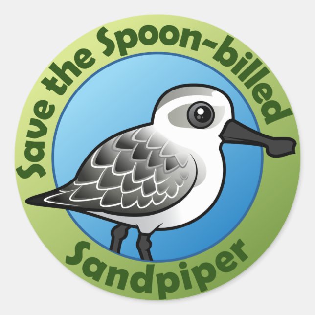 Rett den Löffelschnabel Sandpiper Runder Aufkleber (Vorderseite)