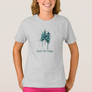 Rett der Bäume Einfache blaugrüne Aquarellkiefern T-Shirt