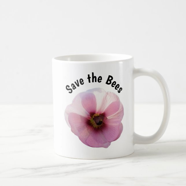 Rett der Bees Pink Hollyhock-Tasse Kaffeetasse (Rechts)