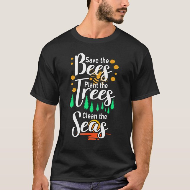 Rett der Biene Pflanze der Baum säubern das Meer T-Shirt (Vorderseite)