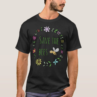 Rett der Bienen Blume Garland Naturliebhaber T-Shirt
