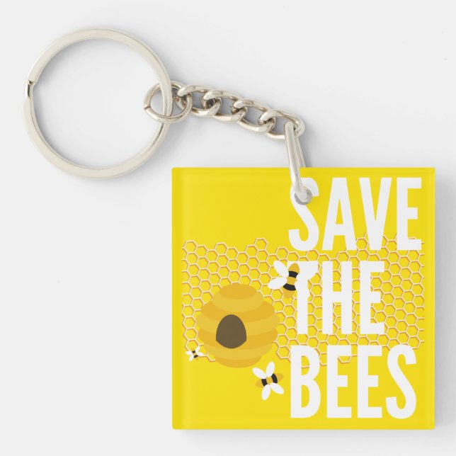 Rett der Bienen-HONEYCOMB-Honigtopf Schlüsselanhänger (Vorderseite)
