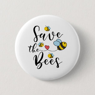 Rett der Bienen Niedliche und adorable Honigbiene Button
