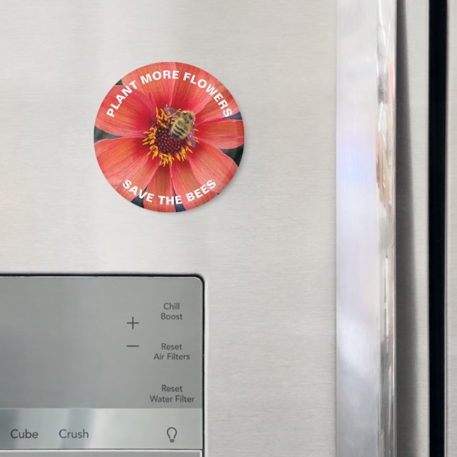 Rett der Bienen Orange Dahlia Blume Magnet (In Situ (Kühlschrank))