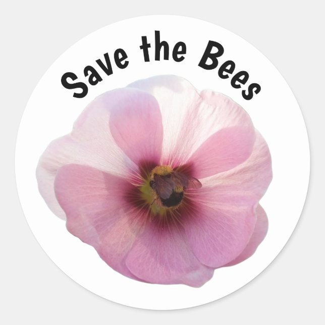 Rett der Bienen Pink Hollyhock Sticker (Vorderseite)