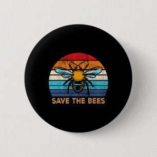 Rett der Bienen Retro Vintagen Klimawandel Erde D Button