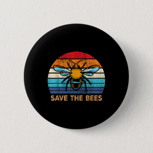 Rett der Bienen Retro Vintagen Klimawandel Erde D Button