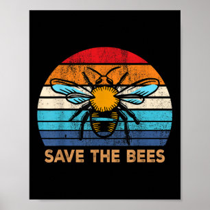 Rett der Bienen Retro Vintagen Klimawandel Erde D Poster