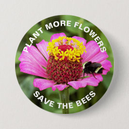Rett der Bienen Rosa Zinnia-Blume Button