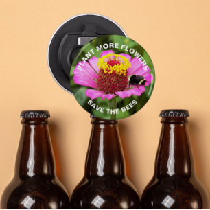 Rett der Bienen Rosa Zinnia-Blume Flaschenöffner